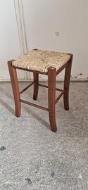 sgabello in legno noce seduta in paglia h 47