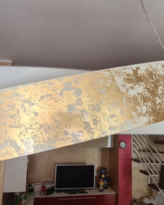Lampadari Gea Luce in foglia oro.
