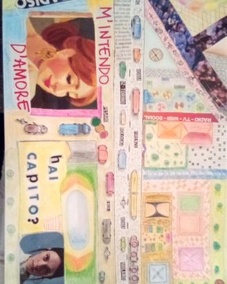 Disegni collage originali fatti a mano su foglio