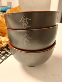 Set 3 ciotoline in ceramica stile giapponese 