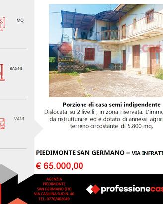 Porzione di bifamiliare con terreno 5800 mq