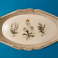 Vassoio Vintage in Legno Laccato Finitura Floreale