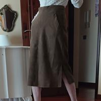 Gonna vintage in pelle di camoscio 