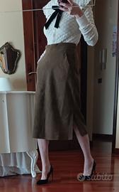 Gonna vintage in pelle di camoscio 