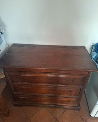 Antico cassettone madia in legno massello