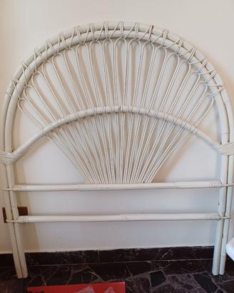 Testata letto singolo in bambù bianco  Vintage ann