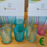 10 bicchieri vetro colorati