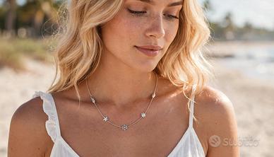 Collana oro bianco e brillantini