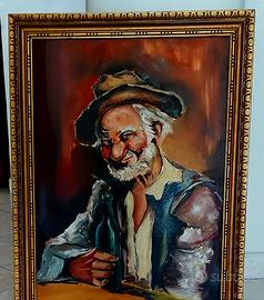 Quadro Vecchietto dipinto a mano su tela firmato.
