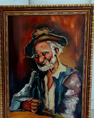 Quadro Vecchietto dipinto a mano su tela firmato.