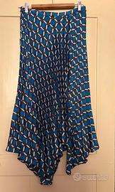 Gonna Zara Queen Rania blu con stampa geometrica
