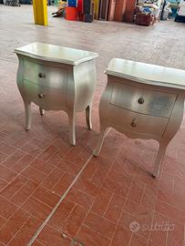 COPPIA COMODINI ARGENTATI