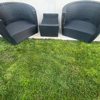 POLTRONE E TAVOLINO DA ESTERNO IN RATTAN