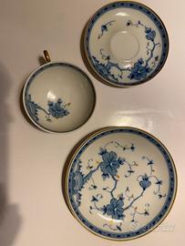 Servizio da tè 12 Wallendorf porcellana blu e oro