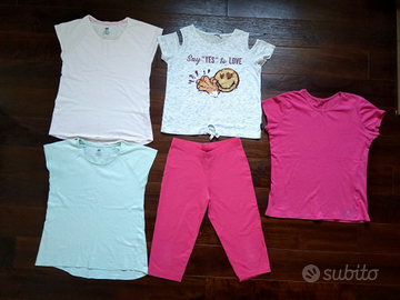 Set 12anniPantaloncino e t-shirtRosa,VerdeGrigio