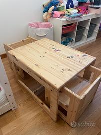 Tavolo bimbi + 2 sedie a scomparsa