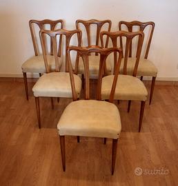 Set di 6 sedie mid-century modern in similpelle