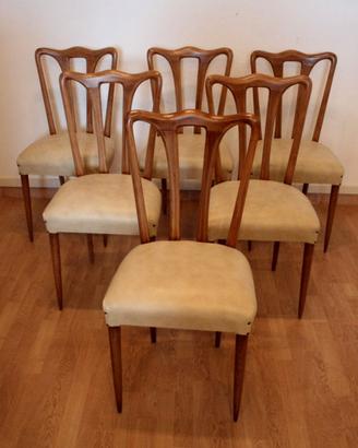 Set di 6 sedie mid-century modern in similpelle