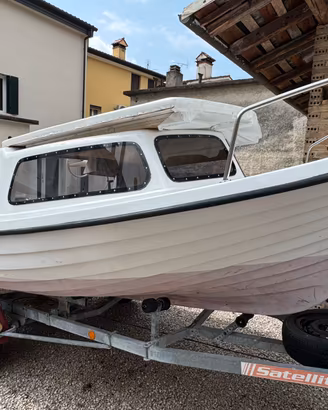 Barca pilotina + carrello rimorchio per trasporto