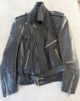 Giubbotto Vera Pelle Chiodo Nero 50 Uomo Biker