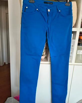 pantalone donna blu elettrico skinny Calvin Klein