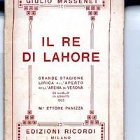 Libretto d'opera "Il re di Lahore" ed.Ricordi 1923