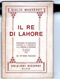 Libretto d'opera "Il re di Lahore" ed.Ricordi 1923