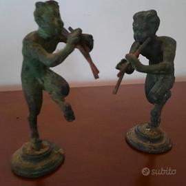 coppia di soprammobili fauni vintage stile antico