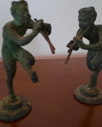 coppia di soprammobili fauni vintage stile antico
