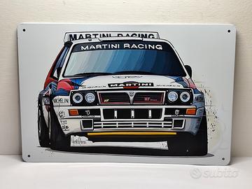 Poster Targa Lancia Delta HF in metallo 30x20cm 