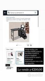 Trolley con tavolino da lavoro top