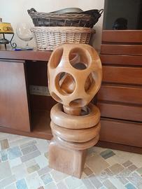 Scenografica scultura in legno tornito - h 82cm -