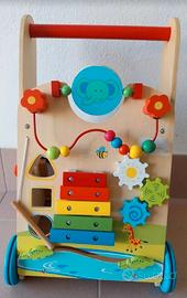 carrello primi passi in legno con giochi