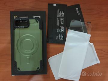 Cover iPhone 16e MagSafe Verde Militare + 2 Vetri