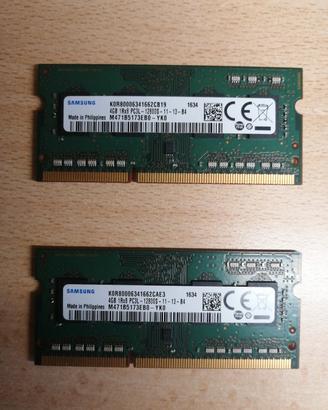 RAM Laptop 8GB (2X4GB) Samsung DDR3L 1600MHz