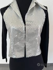 TOP PAILLETTES ARGENTO, taglia 40/42