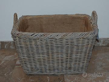 cesta cesto contenitore portalegna giunco vimini