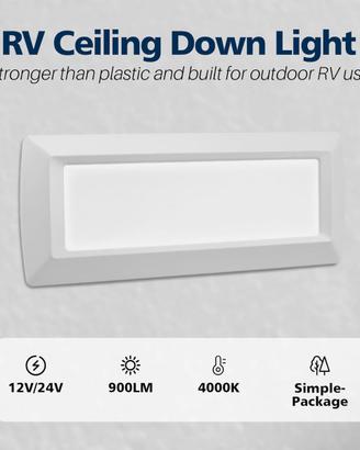 Plafoniera LED 12V 900LM Alluminio Camper/Furgone