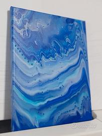 quadro astratto moderno "Onde d'azzurro