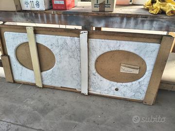 Top marmo bianco di Carrara per doppio lavabo