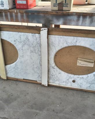 Top marmo bianco di Carrara per doppio lavabo