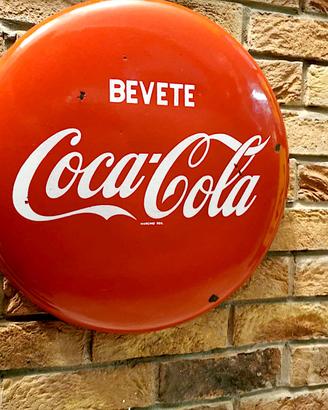 COCA COLA 1950 insegna SMALTATA bottone ORIGINALE