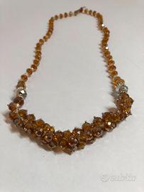 Collana Vintage a Grappolo con Cristalli Sfaccetta