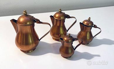 Set 4 Bricchetti in Rame Vintage con Coperchio