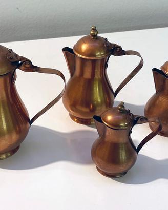Set 4 Bricchetti in Rame Vintage con Coperchio