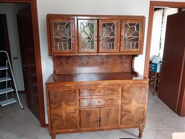 Vetrinetta credenza Liberty Art Decò in radica