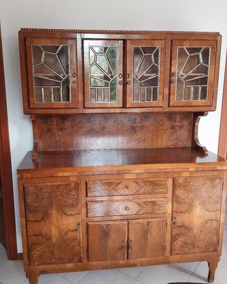 Vetrinetta credenza Liberty Art Decò in radica