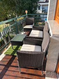 Salottino completo giardino/balcone effetto rattan