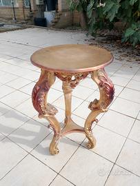 tavolino gueridon in legno e oro foglia 