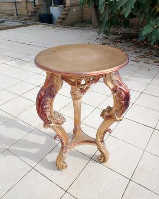 tavolino gueridon in legno e oro foglia 